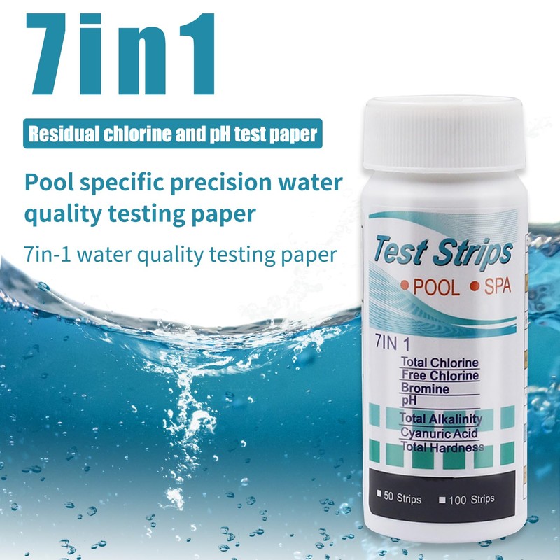 Pack of 50 Pool Test Strips, Pool Tester PH and