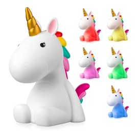 Sweet Ponies (5.4" x 3.7" x 6.7"; 9.2 oz Unicorn Candy LED Light Cute Gifts for Girls, Boys, kids - Battery Operated (1.6 W) Table, Desk & Beside Cute Lamp Both Color Changing & Wraped in Gift Package