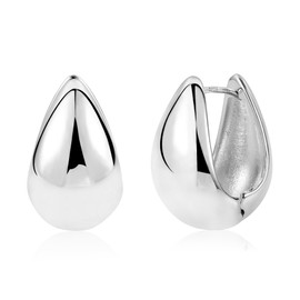 925 Sterling Silver Chunky Hoop Earrings for Women Hypoallergenic Waterdrop Hollow Hoop Earrings
