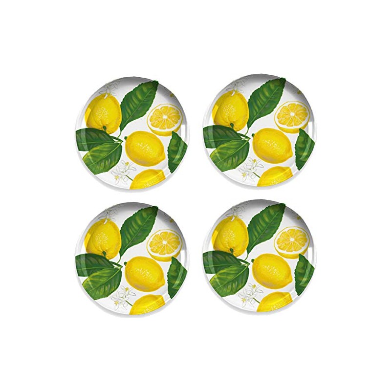 Auntie Morags Lemon Fresh Melamine/Plastic/BBQ/Outdoor Side/Salad Plates Set (4)