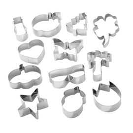 Chicago Metallic Stainless Steel Cookie Cutters with White Tin for Easy Storage, Set Of 12