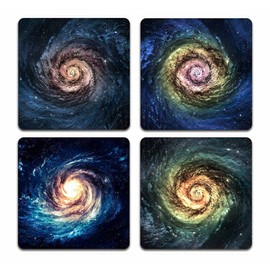 Starry Sky Vortex Square Coaster Set of Drink- Made of Polyester Fabric and Recycled Rubber Coaster Set - Set of 4