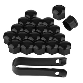 Car Wheel Nut Cap Covers - 20pcs, 21mm Nut Protection Anti-theft Bolt Cover Cap (Black)