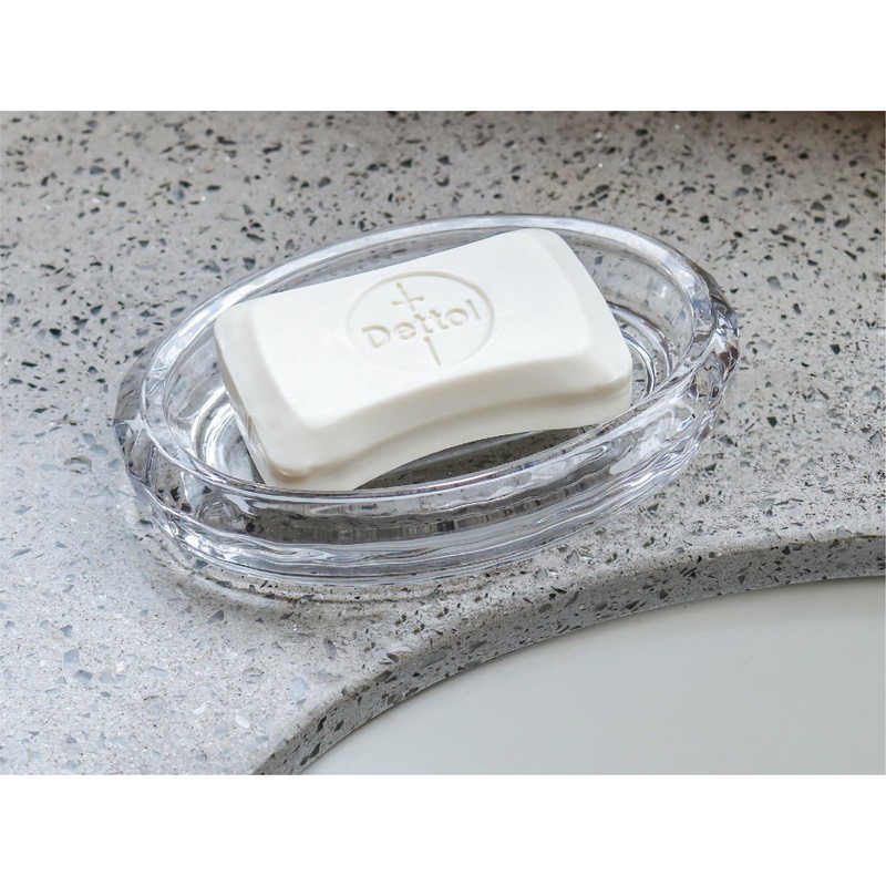 Glass Soap Dish for Bathroom Countertop, Shower, Kitchen Sink, Oval