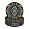 Famame 6 Pcs Mexican Floral Navajo Pattern Leather Coasters for