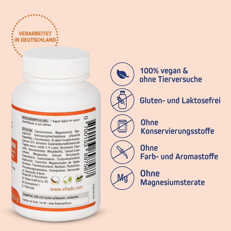 Vihado Multivitamin Tablets High Dose 26 Vitamins + Minerals +