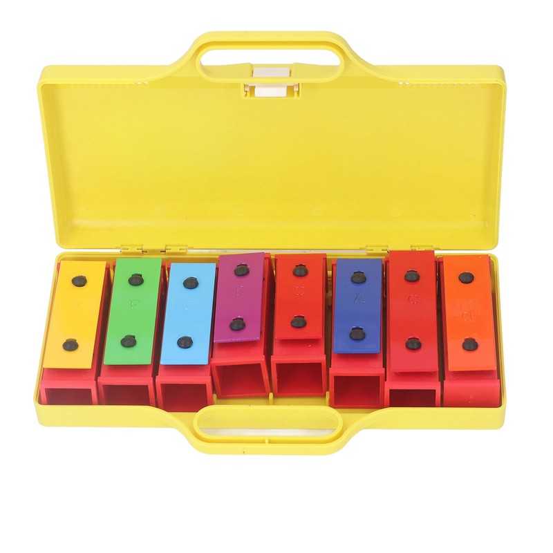 8 Note Colorful Resonator Bells with Case Removable Plates Plastic