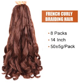 Curly Braiding Hair Pre Stretched for Box Braids French Curly Braiding Hair 14 Inch 8 Packs French Curl Braids Crochet Hair Spanish Braiding Hair Wavy Braiding Hair Extensions(14 Inch/Pack of 8, 33)