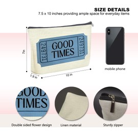 Udinaz Preppy Makeup Bag, Blue Good Times Ticket Trendy Retro Cosmetic Bag for Women, Preppy Stuff, Vintage Makeup Bag