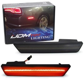 iJDMTOY Kit de luz indicadora de LED lateral roja completa con lente ahumada osrcua para Dodge Challenger 2008-14, cargador 2011-14, alimentado por LED 36-SMD, reemplaza las lámparas lateral trasero