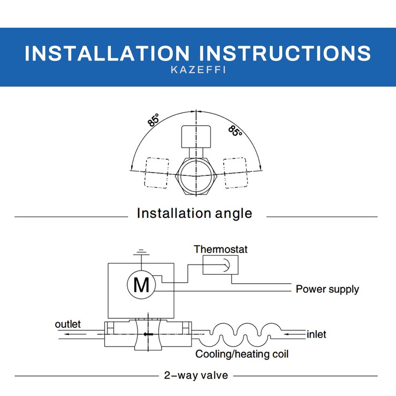 Kazeffi Motorized Zone Valve, 2 way,NPT 1", Normally Closed,2 wire
