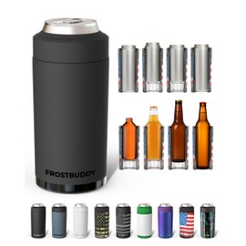 Frost Buddy Universal Buddy Can Cooler - Fits All - For Regular 12 & 16 oz or Slim-Size Bottles - Insulated Double-Walled Stainless Steel (Dark Night)