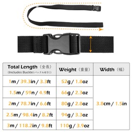 TRIWONDER 38 mm Nylon Webbing Side Buckles for Backpack Bag Suitcase Strap Pack of 4 (1 m, Black - 38 mm)