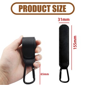 BIKPRST Bikprst Leather Look Pram Hooks for Bags (Pack of 2) - Universal Carabiner Hook Large, Carabiner for Prams, Pram Trailers, Bag Holder, Pram Accessories (Black)