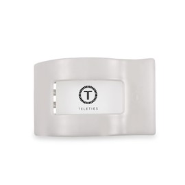 TELETIES - Large Flat Rectangle Clip - For Thick Hair - For Lounging, Travel, Yoga, & More - Strong Grip, Bendable Teeth, Comfortable Lay-Back Design - All Hair Textures - Coconut White