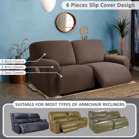 ULTICOR Extra Wide 75" - 100", Reclining 2 Seater LoveSeat Slipcover, Reclining Sofa Covers, Thick, Soft, Washable (Chocolate)