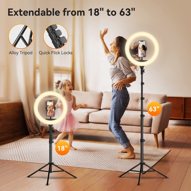TODI TODI 12" Ring Light with 63" extendable Tripod Stand,