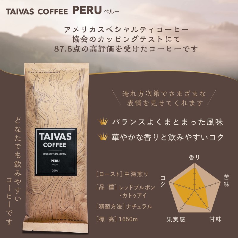 TAIVAS COFFEE Coffee Beans, 7.1 oz (200 g), Direct Import