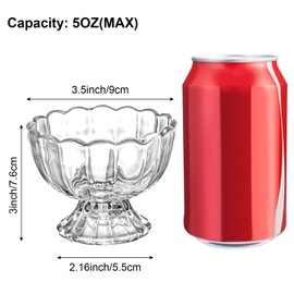 Lawei 6 Pack Glass Dessert Bowls - 4 Oz Glass Ice Cream Cups Mini Trifle Footed Dessert Bowls for Dessert, Sundae, Ice Cream, Salad, Cocktail, Condiment, Trifle