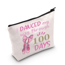 G2TUP Dance Teacher Makeup Bag Dance Life Gifts I Danced My Way Through 100 Days Gifts 100 Days Danced Zipper Bag (Danced CA)