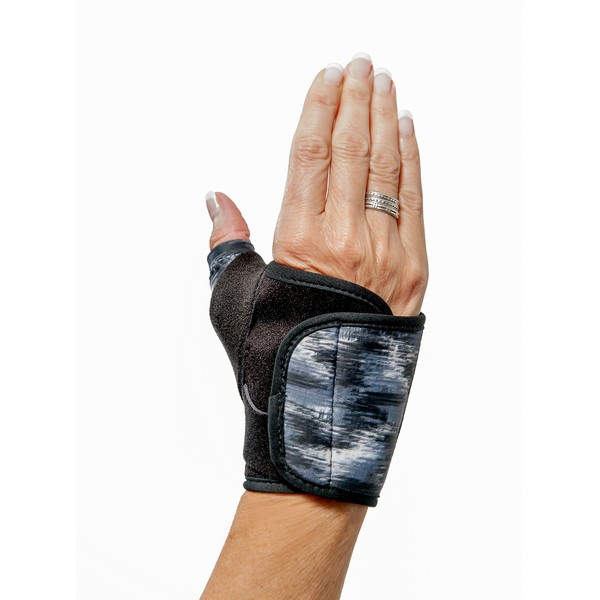3-Point Products 3pp Design Line Thumb Arthritis Splint, Moderate Support for CMC Joint Pain, Right Hand, Size Medium, Brushed Black Pattern