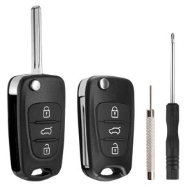 2 Pack 3 Buttons Car Key Fob Case Replacement for Hyundai i10 i20 i30 ix20 ix35 and for Kia Ceed Soul Sportage Venga Remote Car Key Cover Case Folding Car Key Shell