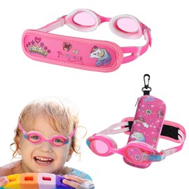 RUIGAO Kids Swim Goggles Age 2-6, Toddler Goggles No Hair Pull, Pink Princess Goggles for Toddlers/Baby/Child