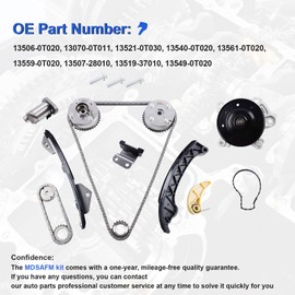 Timing Chain Kit with GMB Water Pump & VVT Gears for 2008-2015 Toyota Corolla, Matrix, Scion XD, Fits 1.8L Engine | Includes OE Standard Replacement for Timing Tensioner, Guide, Sprocket