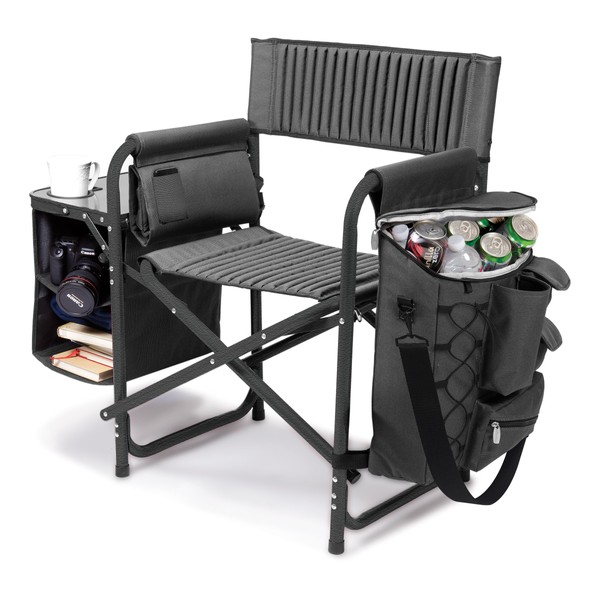 ONIVA - a Picnic Time Brand Fusion Original Design Outdoor Folding Chair, Gray with Black Frame , 33 x 7 x 21
