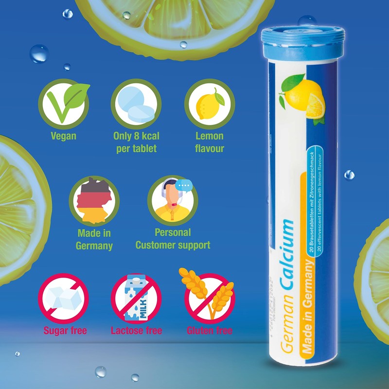 German Calcium 60 Drink Effervescent Tablets - Lemon Lime Flavour