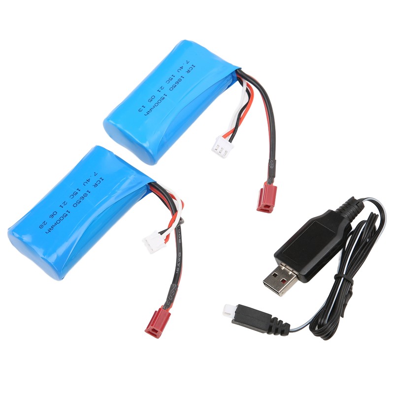 7.4V 1500mAh 15C Lipo Battery with Charging Cable Rechargeable Lithium