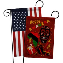 Ornament Collection Light Kinara Candles Burlap Garden Flag Pack Black History Kwanzaa Celebrates African Americans Heritage Applique House Decoration Banner Small Yard Gift Double-Sided, Made in USA