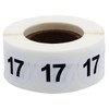 White Number 17 Stickers 0.75 Inch 19 mm Round 500