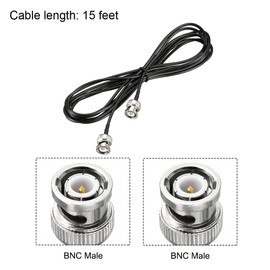 sourcing map BNC Male to Male Coaxial Jumper Cable 50 Ohm 15 Feet RG174