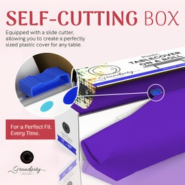 Grandipity Plastic Tablecloth Roll - 54" x300' Purple Plastic Table Cloths for Parties Disposable with Cutter Box - Cut to Size Disposable Tablecloth Plastic Table Cover for Rectangle & Round