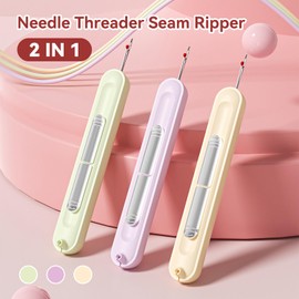 UNIANE Pack of 3 Pluggable Needle Threader, 2 in 1 Needle Threader and Seam Ripper, Stretchy Remover Needle Threading Tool Tools, Manual Threading Aid for Hand Sewing, Knitting, Crafts