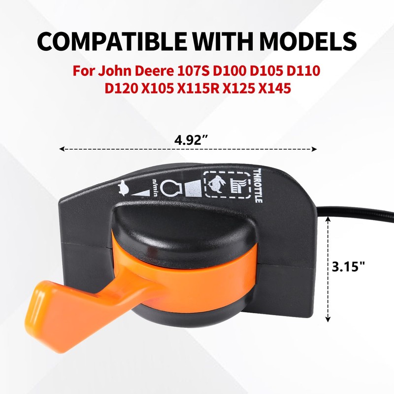 YDO Throttle Choke Cable Control for John Deere 107S D100