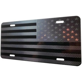 CustoMonsterDesigns American Flag Heavy Duty Aluminum License Plate G Metal Blk Stars Ed