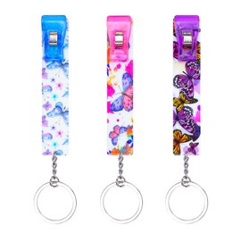 ZYTONGMAO 3PCS Credit Card Puller, Cute Debit Bank Card Grabber for Long Nails ATM Keychain Women with Plastic Clip (K)