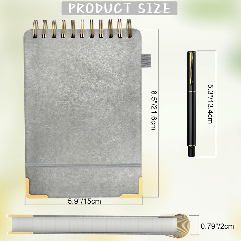Mousbull A5 Top Spiral Notebook, Large Leather Hardcover Top Bound