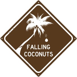 Falling Coconuts 12" x 12" Tropical Beach Tin Road Sign Bar Pub Garage Diner Cafe Coastal Home Wall Decor