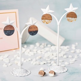 PandaHall 24 Pieces Resin Wood Stud Earrings Flat Round Earring Back for Women Girls Earring Jewelry Making