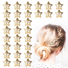 Dalababa Star Hair Clips, 30 Pcs Metal Gold Y2K Accessories, 1.2 Inch Hollow Star Snap Hair Clips Vintage Punk for Women Girls (Gold)
