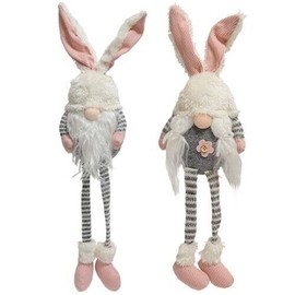 Unbranded Cute Mr. & Mrs. Striped Bunny Gnome w/Dangle Legs Shelf Decor Spring Decor