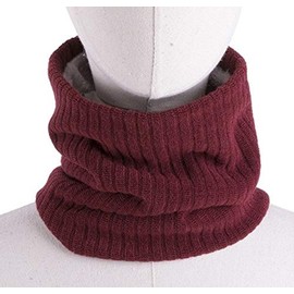 London Scarfs Winter Neck Warmer Fleece Lined Infinity Scarf Thicken Windproof and Dust Skiing Circle for mens women Double-Layer Fleece Lining Knit (Maroon)