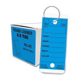 Round Corner Self-Laminating Key Tags – 250 or 500 Pack – Waterproof & Durable – Includes 7/8” Rings – Multiple Colors (EZ407) (Blue Round Corner Self Laminating Key Tags)