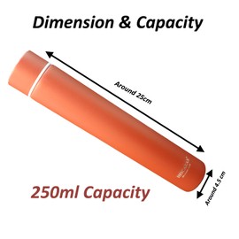 Thermos Flask Slim Long Water Bottle Dopper Stainless Steel 250 ml Sports Water Bottle (Red)