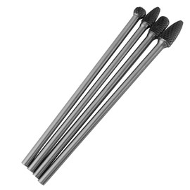 Carbide Burr Long, 4 Pieces Carbide Rotary Files Double Cut Burr 4pcs Carbide Rotary Files Set 6 mm Shank Metalworking Tool 6 mm for Grinder Drill