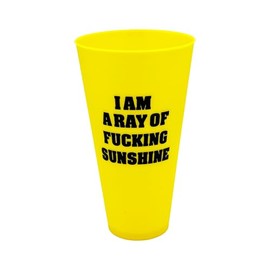 Island Dogs Ray of Sunshine Jumbo Party Cup - 48 oz Plastic Fun Cup for Tailgates, Bachelorette Parties & Celebrations - Cool summer accessory for the beach and a pool party
