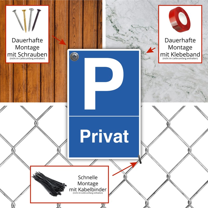 Privat Parkplatz Sign, 20 x 30 cm, Made of Sturdy